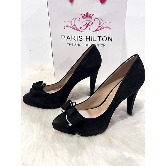 Paris Hilton Black Heels Women Size 9M Amelie Black Suede Platform Pumps Heels - Picture 7 of 10
